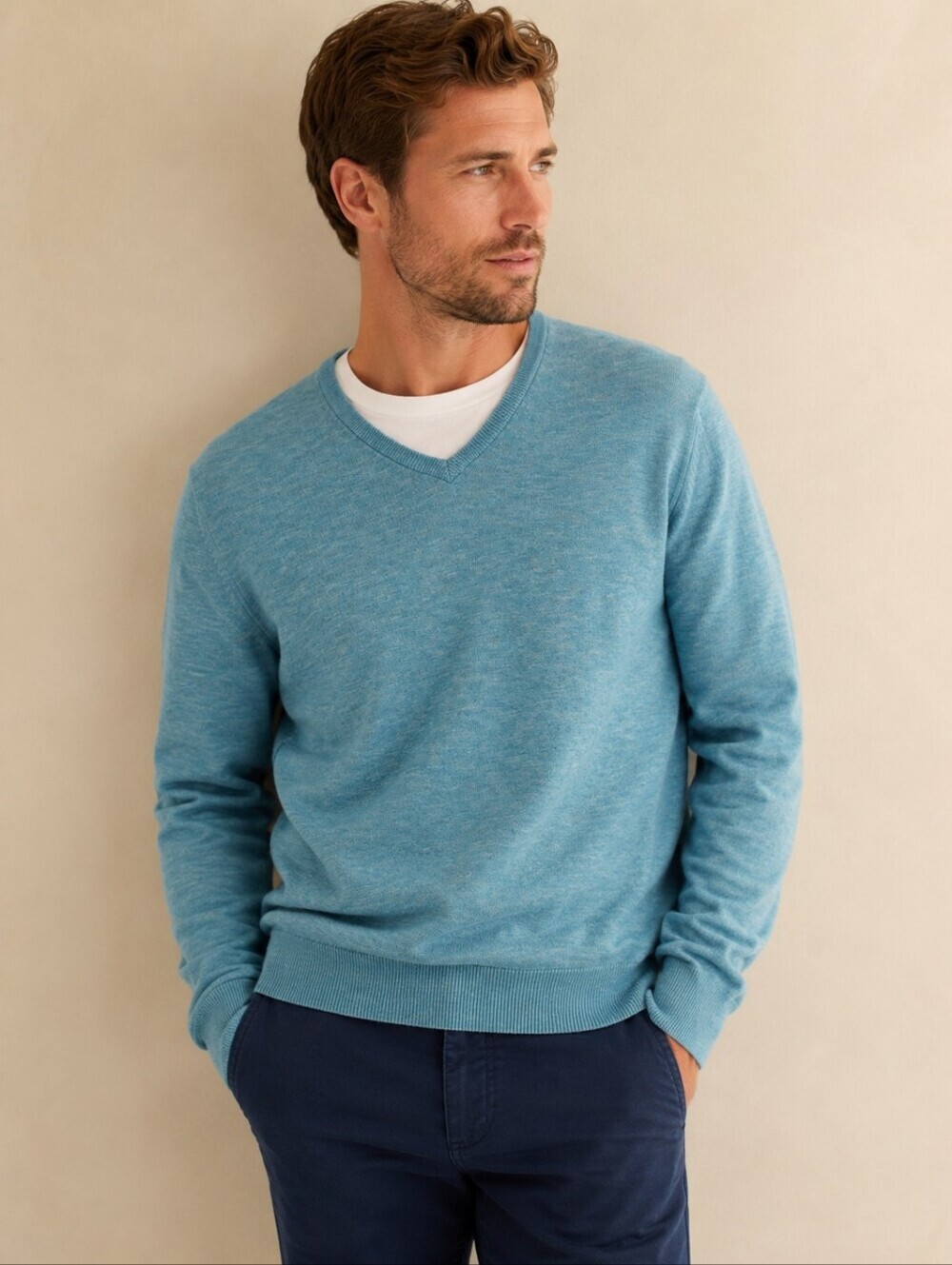 ❤️ J CREW RUGGED COTTON V-NECK PULLOVER MEN'S SWEATER, LARGE